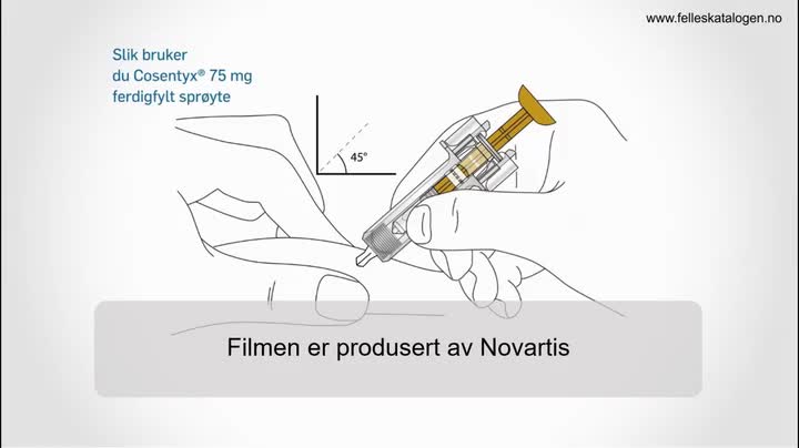 Instruksjonsfilm for bruk av ferdigfylt sprøyte 75
mg.