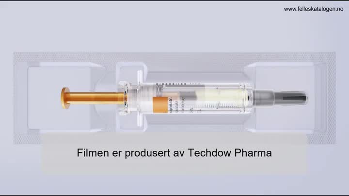 Instruksjonsfilm for&nbsp;bruk av ferdigfylt sprøyte med
nålebeskyttelse.