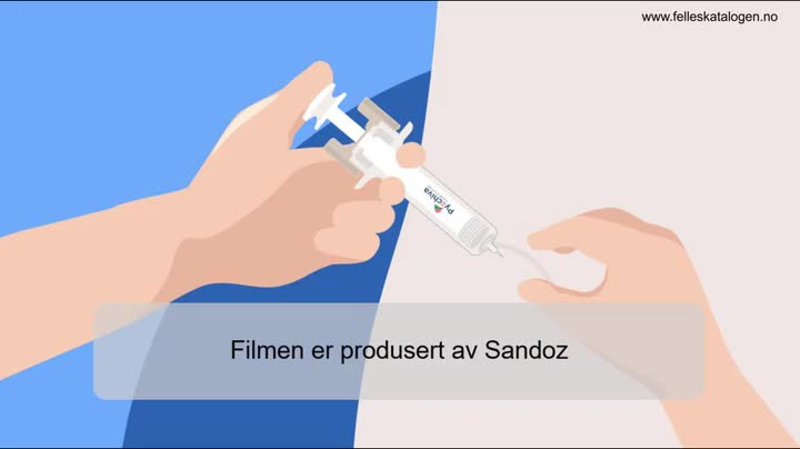 Instruksjonsfilm for bruk av ferdigfylt sprøyte.