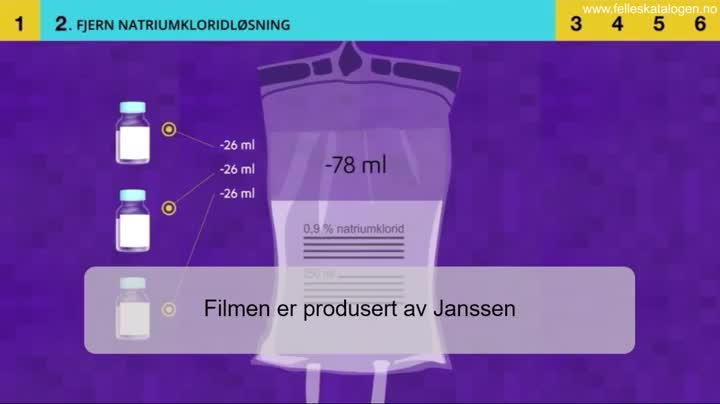Instruksjonsfilm for tilberedning og bruk av konsentrat
til infusjonsvæske.