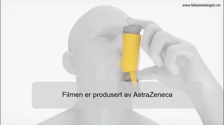 Instruksjonsfilm for bruk av inhalasjonsaerosol.