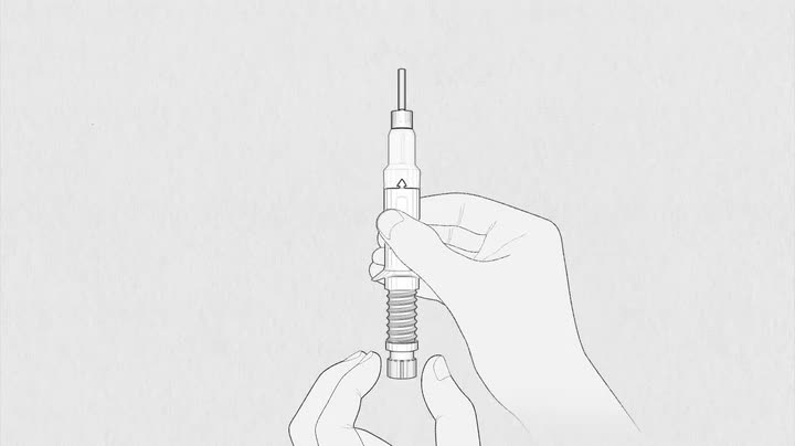 Instruksjonsfilm for klargjøring og injeksjon med engangssprøyte.
