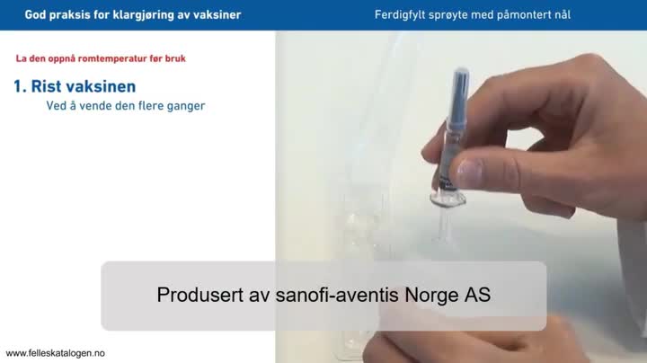 Instruksjonsfilm for klargjøring og bruk av ferdigfylt
sprøyte.