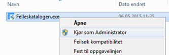 Kjør som Administrator i Windows